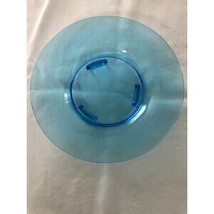 1950s Blue Glass Flared Bowl 3 Footed